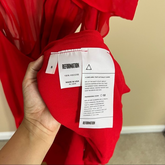 Reformation Frances Red Wrap Dress - Picture 4 of 8